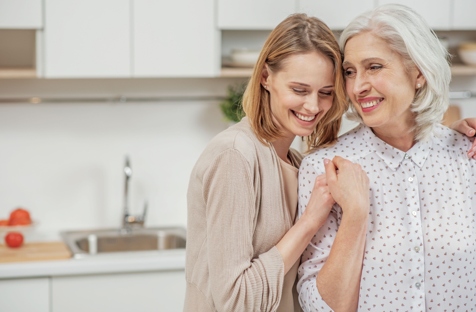 Mother with her adult daughter.
